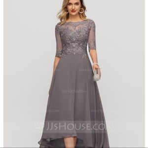 JJ’s House asymmetrical chiffon gray dress